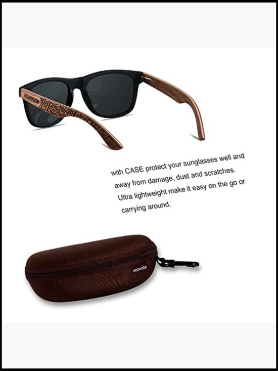 Wood Frame Polarized Sunglasses UV Protection for Men Women Driving Hiking